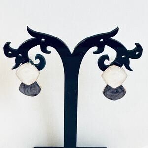 Ivory and Gray Stud Earrings